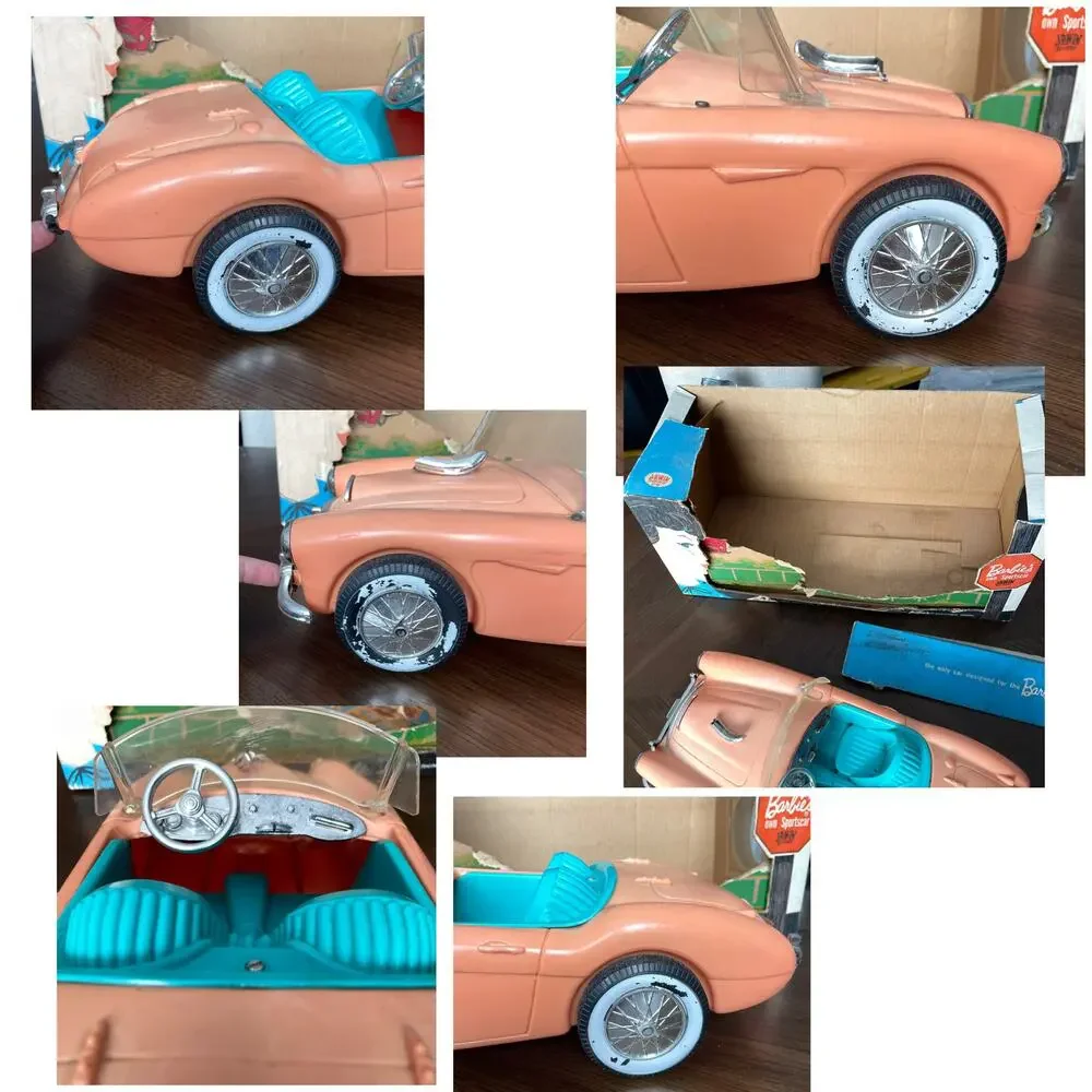 Vintage Barbie Austin Healey Convertible Sports Car 1962 w/ Box Irwin Toy FLAW